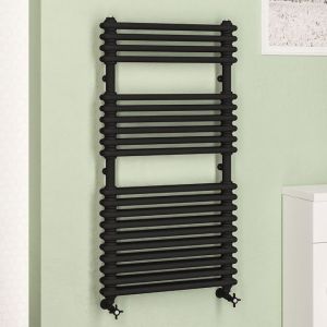 Eastbrook Imperia 2 Column Black Traditional Towel Rail 1140 x 600mm