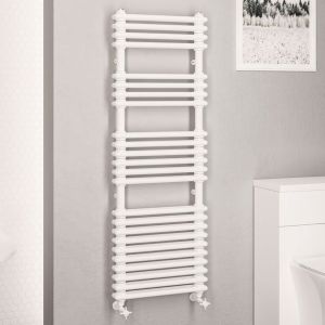 Eastbrook Imperia 2 Column White Traditional Towel Rail 1430 x 500mm