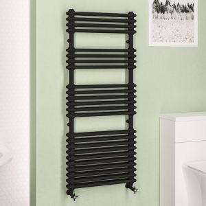 Eastbrook Imperia 2 Column Black Traditional Towel Rail 1430 x 600mm