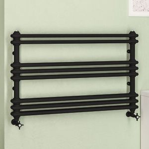 Eastbrook Imperia 2 Column Black Traditional Towel Rail 612 x 1000mm