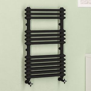 Eastbrook Imperia 2 Column Black Traditional Towel Rail 832 x 500mm