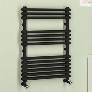 Eastbrook Imperia 2 Column Black Traditional Towel Rail 832 x 600mm