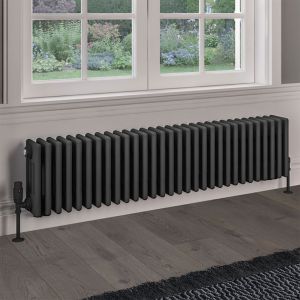 Eastbrook Rivassa Matt Anthracite 4 Column Radiator 300 x 1373mm