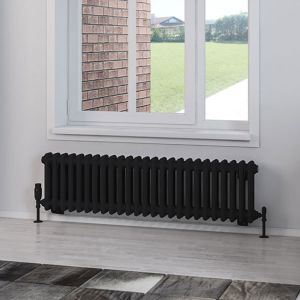 Eastbrook Rivassa Matt Black 2 Column Radiator 300 x 1148mm