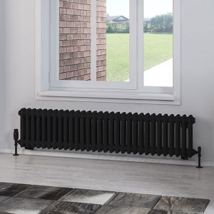 Eastbrook Rivassa Matt Black 2 Column Radiator 300 x 1373mm