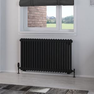 Eastbrook Rivassa Matt Black 2 Column Radiator 600 x 1010mm