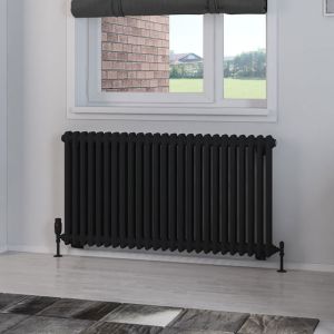 Eastbrook Rivassa Matt Black 2 Column Radiator 600 x 1148mm