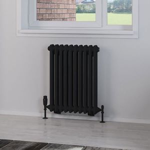 Eastbrook Rivassa Matt Black 2 Column Radiator 600 x 473mm