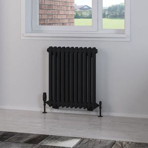 Eastbrook Rivassa Matt Black 2 Column Radiator 600 x 518mm