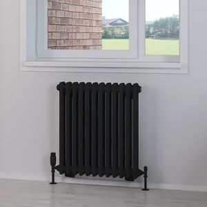 Eastbrook Rivassa Matt Black 2 Column Radiator 600 x 563mm