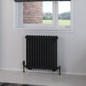 Eastbrook Rivassa Matt Black 2 Column Radiator 600 x 608mm