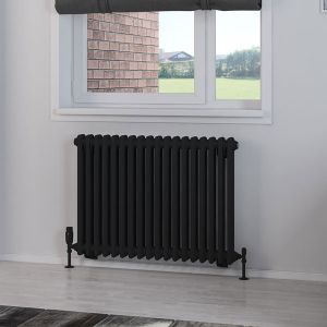 Eastbrook Rivassa Matt Black 2 Column Radiator 600 x 833mm