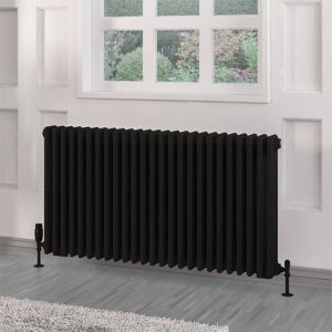 Eastbrook Rivassa Matt Black 3 Column Radiator 600 x 1148mm