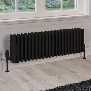 Eastbrook Rivassa Matt Black 4 Column Radiator 300 x 1010mm