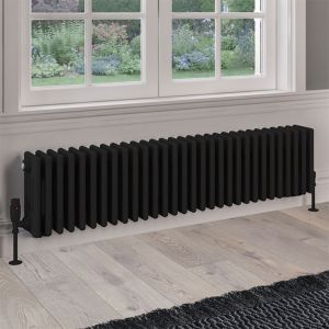 Eastbrook Rivassa Matt Black 4 Column Radiator 300 x 1373mm