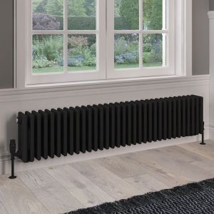 Eastbrook Rivassa Matt Black 4 Column Radiator 300 x 1505mm