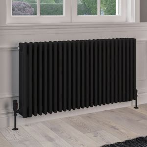 Eastbrook Rivassa Matt Black 4 Column Radiator 600 x 1190mm