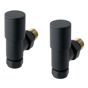 Eastbrook Round Matt Anthracite Angled Manual Radiator Valves