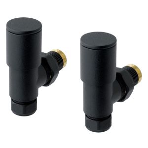 Eastbrook Round Matt Black Angled Manual Radiator Valves