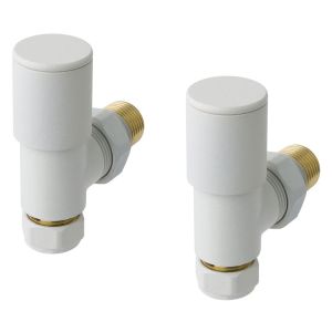 Eastbrook Round Matt White Angled Manual Radiator Valves