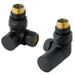 Eastbrook Round Matt Black Corner Manual Radiator Valves