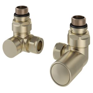 Eastbrook Round Brushed Brass Corner Manual Radiator Valves