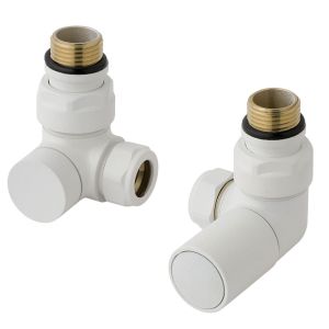 Eastbrook Round Matt White Corner Manual Radiator Valves