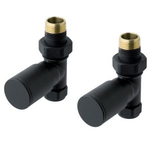 Eastbrook Round Matt Black Straight Manual Radiator Valves