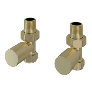 Eastbrook Rounded Brushed Brass Straight Manual Radiator Valves