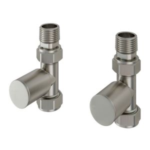 Eastbrook Round Brushed Nickel Straight Manual Radiator Valves