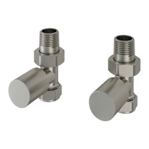 Eastbrook Rounded Brushed Nickel Straight Manual Radiator Valves