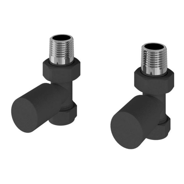 Eastbrook Rounded Matt Anthracite Straight Manual Radiator Valves