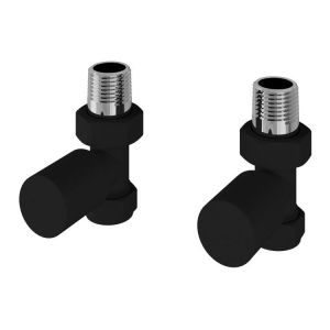 Eastbrook Rounded Matt Black Straight Manual Radiator Valves