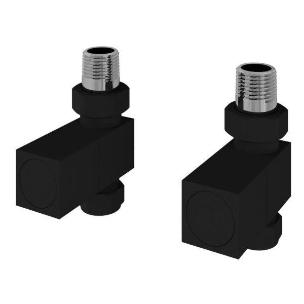 Eastbrook Squared Matt Black Straight Manual Radiator Valves