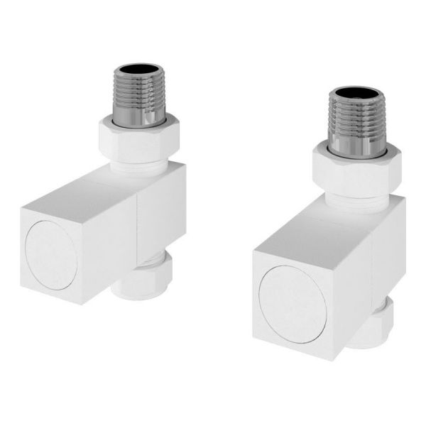 Eastbrook Squared Matt White Straight Manual Radiator Valves