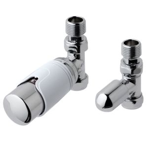 Eastbrook White and Chrome Straight Thermostatic Radiator Valves