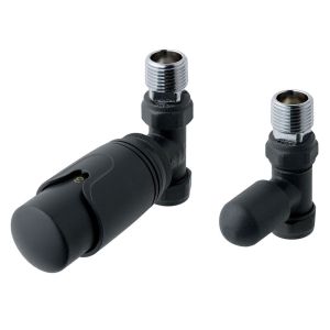 Eastbrook Matt Anthracite Straight Thermostatic Radiator Valves