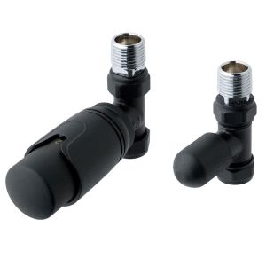 Eastbrook Matt Black Straight Thermostatic Radiator Valves