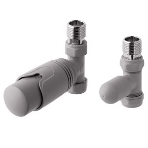 Eastbrook Matt Grey Straight Thermostatic Radiator Valves