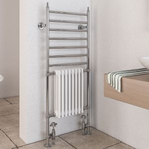 Eastbrook Thames Chrome and White Traditional Towel Radiator 1444 x 630mm