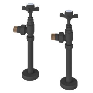 Eastbrook Traditional Matt Anthracite Angled Manual Radiator Valves with 150mm Tails