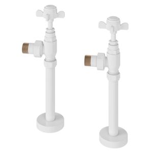 Eastbrook Traditional Gloss White Angled Manual Radiator Valves with 150mm Tails