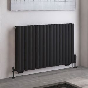 Eastbrook Tunstall Double Matt Black Steel Designer Radiator 600 x 1002mm