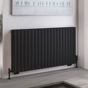 Eastbrook Tunstall Double Matt Black Steel Designer Radiator 600 x 1179mm