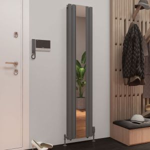 Eastbrook Tunstall Double Mirror Matt Anthracite Steel Designer Radiator 1800 x 380mm