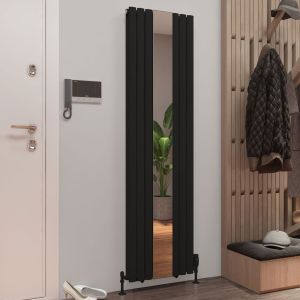 Eastbrook Tunstall Double Mirror Matt Black Steel Designer Radiator 1800 x 500mm