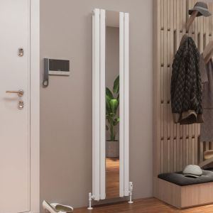 Eastbrook Tunstall Double Mirror Matt White Steel Designer Radiator 1800 x 380mm