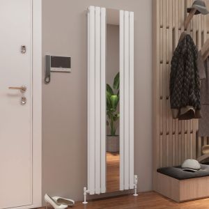 Eastbrook Tunstall Double Mirror Matt White Steel Designer Radiator 1800 x 500mm