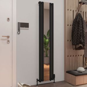 Eastbrook Tunstall Mirror Matt Black Steel Designer Radiator 1800 x 380mm