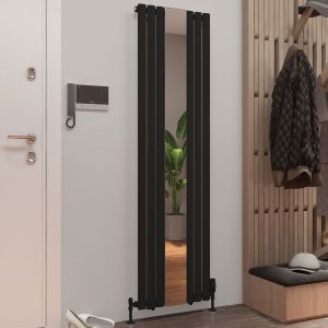 Eastbrook Tunstall Mirror Matt Black Steel Designer Radiator 1800 x 500mm